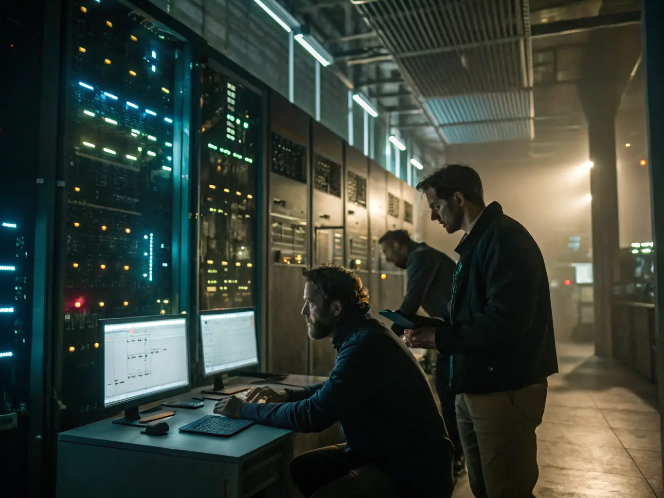 An image of engineers testing integrated RF systems in a controlled environment, highlighting the collaborative effort and the precision of the testing process.